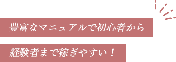 豊富なマニュアルで初心者から経験者まで稼ぎやすい！
