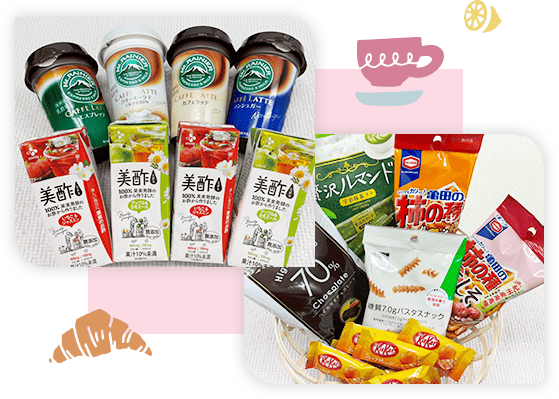 お菓子やジュース、スイーツ、軽食